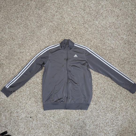 Adidas Men's Gray Track Jacket with White Stripes - Picture 1 of 1